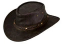 Ironbark leather hat in chocolate — product view | Clarke McKenzie Saddlery